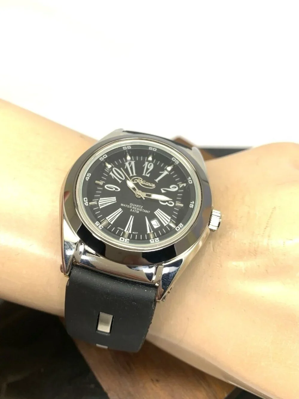 Reliance By Croton Men's Watch RE306051 Quartz Black Dial Rubber Strap 42mm